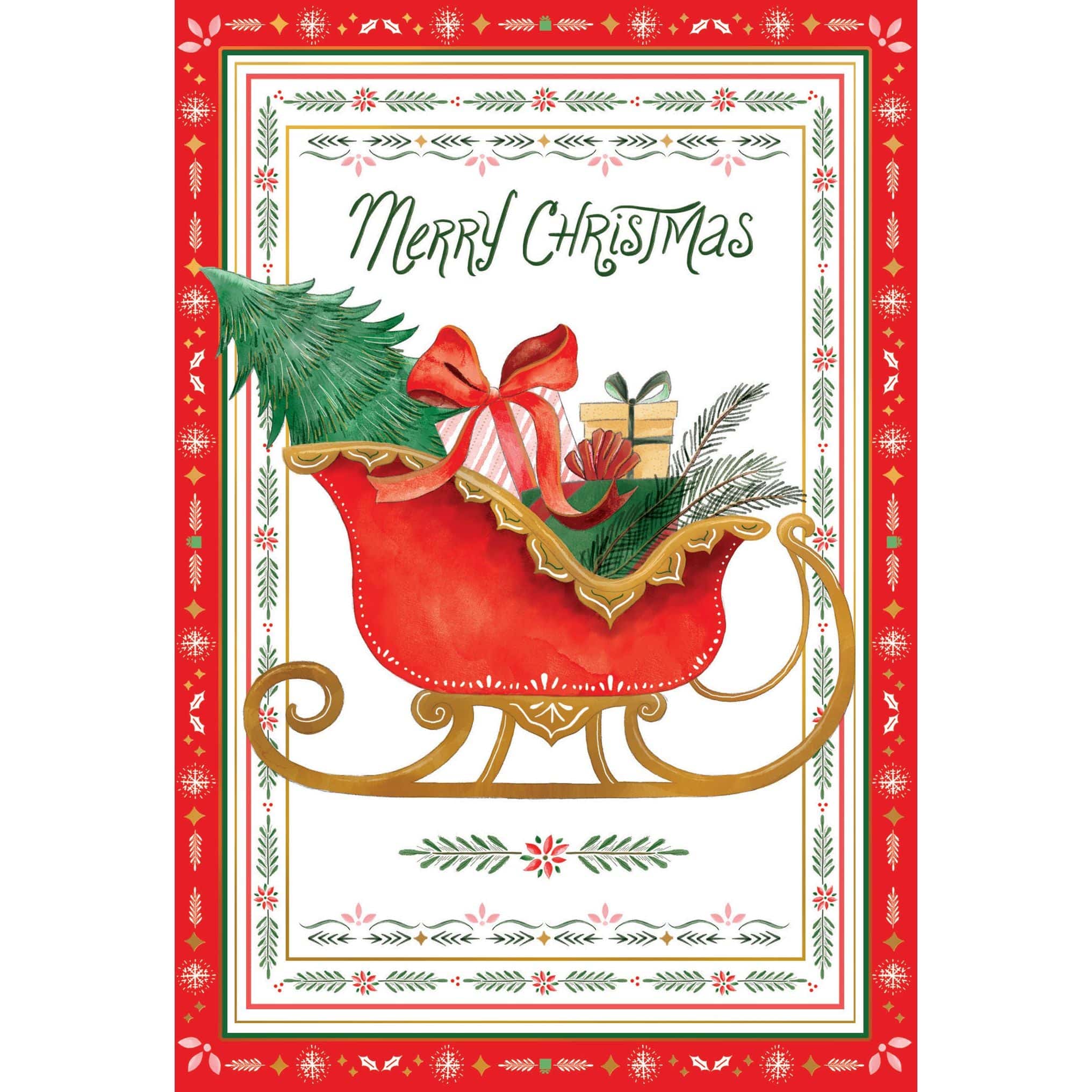 Pictura Christmas sled seasonal greeting card with festive holiday design featuring a sled and holiday accents.